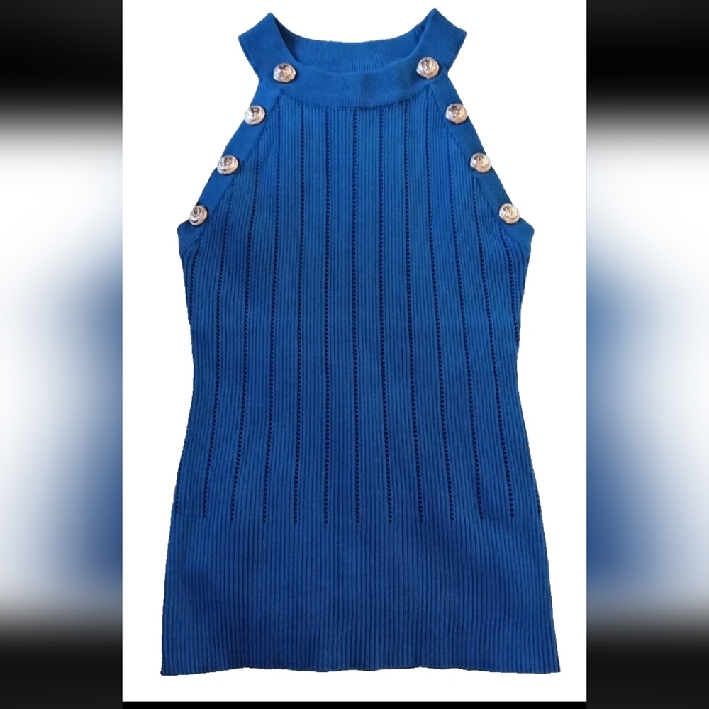 Immodel Women round neck regular pullover stretchable sleeveless top. Size L